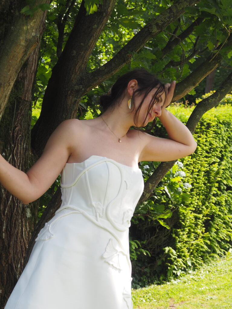 Robe de mariée bustier corset en crêpe de soie
